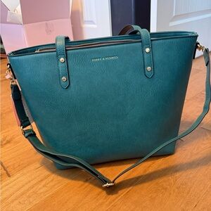 Brand New - Poppy & Peonies Teal Go Getter Tote